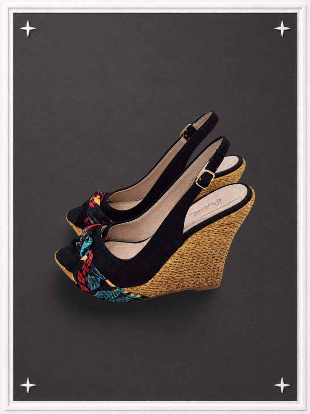 Vintage Y2K! Tropical Peep-Toe Wedges | Women's 6-7